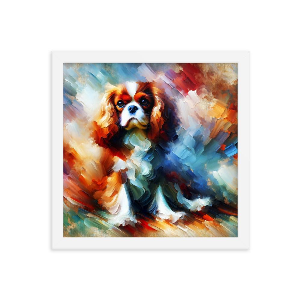 Cavalier King Charles Spaniel Abstract Expressionism Painting Framed Poster - Oh Posters