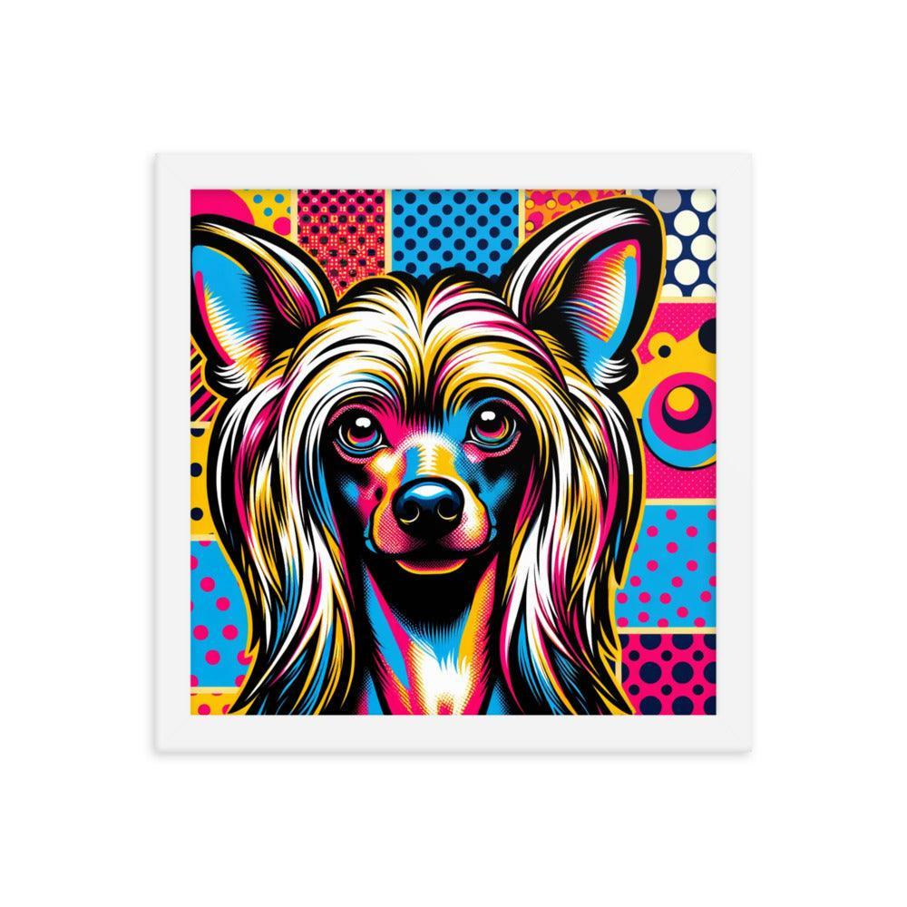 Chinese Crested Dog Pop Art in Bright Graphic Style Framed Poster - Oh Posters