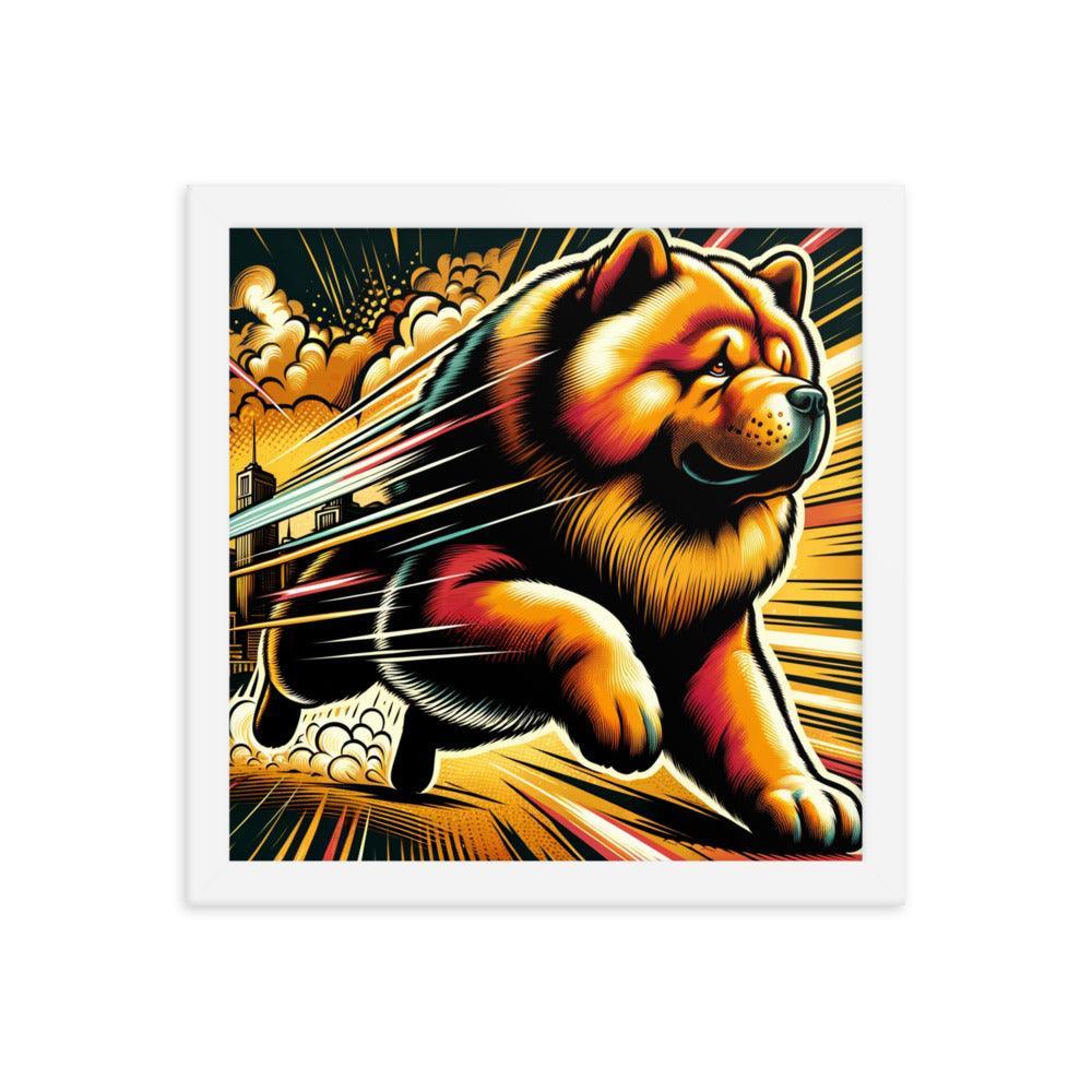 Chow Chow Dynamic Superhero Comic Style Framed Poster - Oh Posters