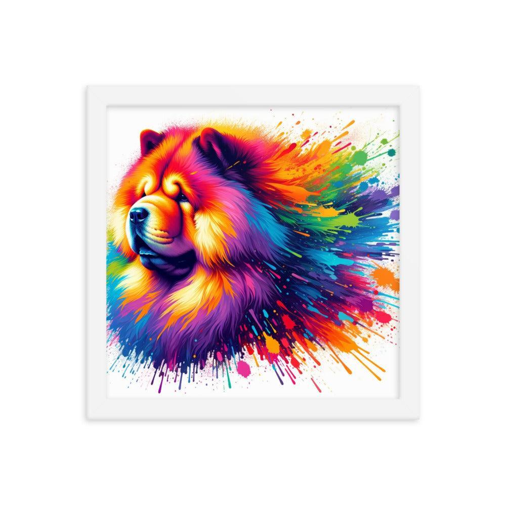 Chow Chow Rainbow Splatter Dynamic Spectrum Framed Poster - Oh Posters