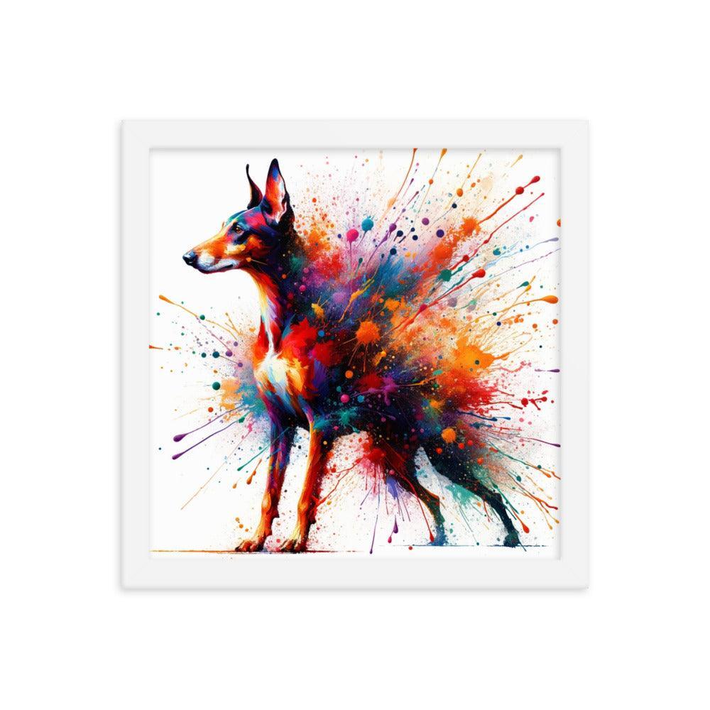 Cirneco dell'Etna Splatter Art with Vibrant Colors Framed Poster - Oh Posters