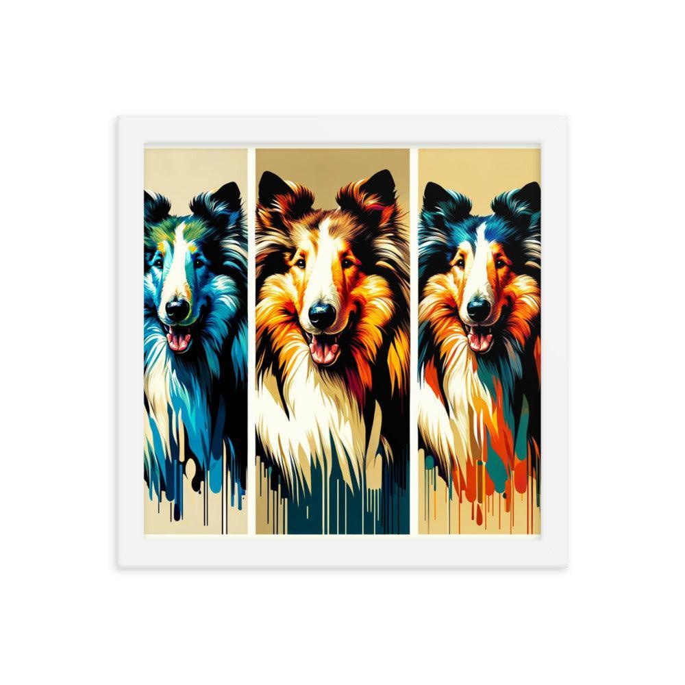 Rough Collie Dog Online Art Montage Vibrant Modern Styles Framed Poster - Oh Posters