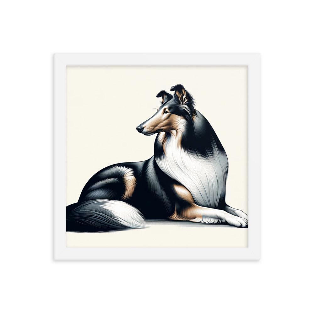 Smooth Collie Fine Art with Realistic Detail and Minimalist Elegance Framed Poster - Oh Posters