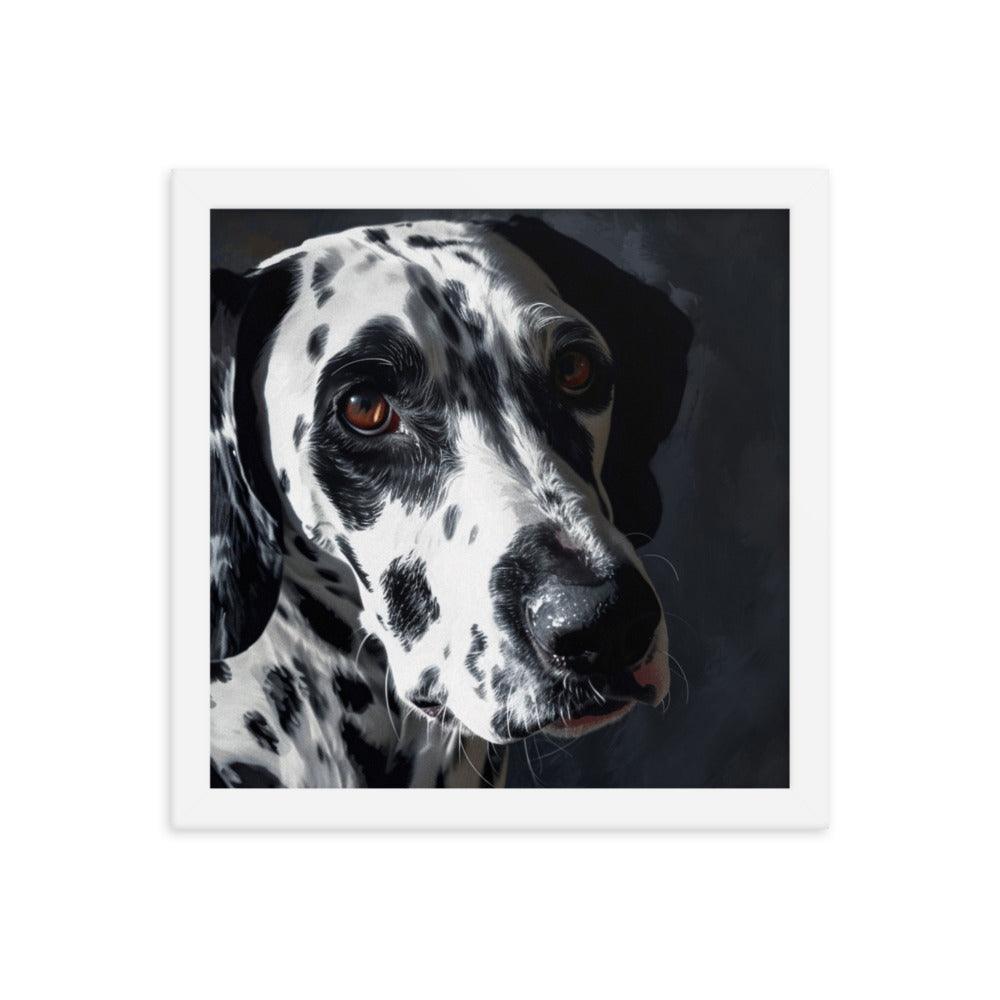 Dalmatian Dark Elegance Dog Portrait Framed Poster - Oh Posters