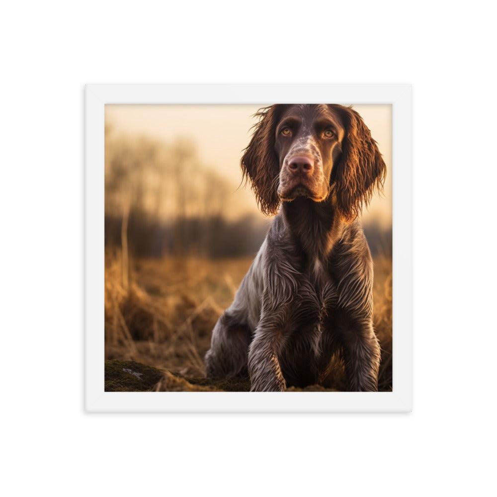 German Longhaired Pointer Golden Hour Outdoor Framed Poster - Oh Posters