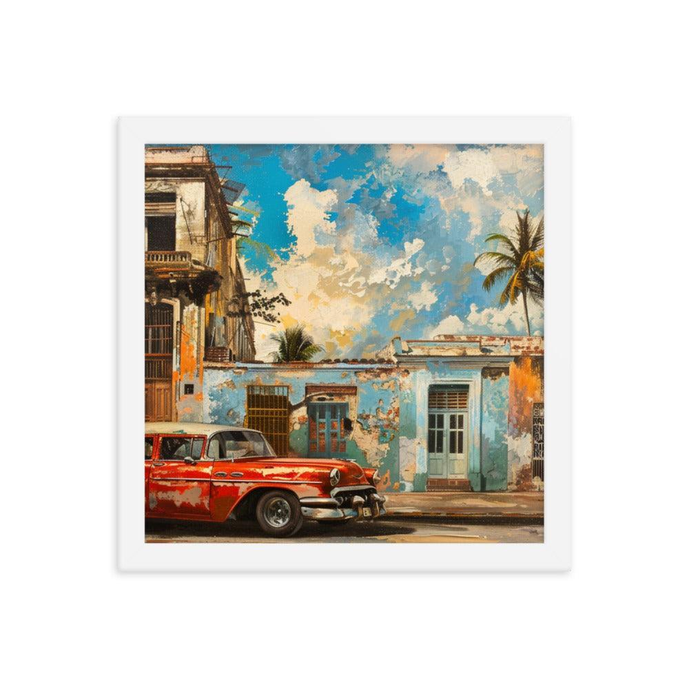 Cuba Classic Car and Historical Buildings Street Scene Framed Poster - Oh Posters