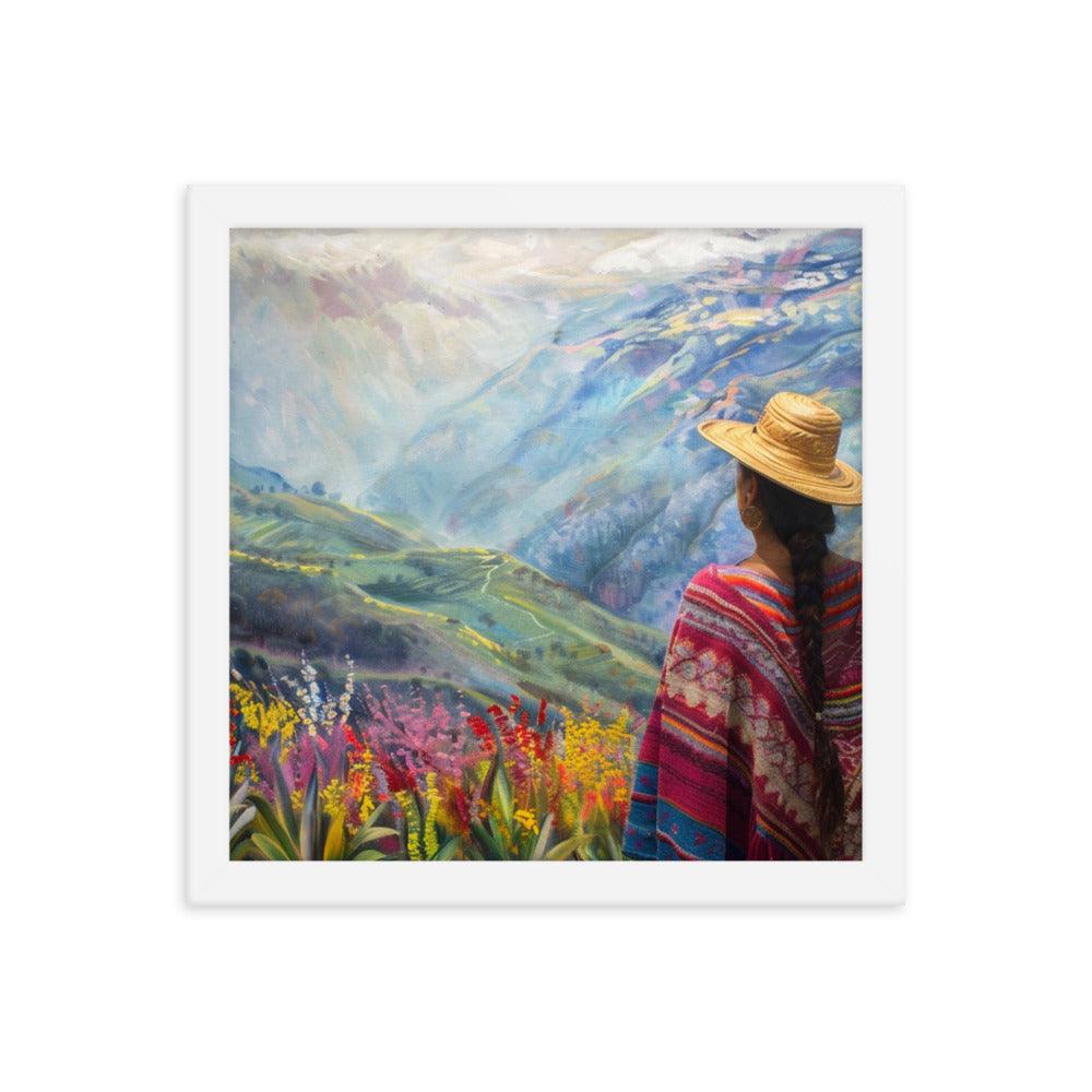 Ecuador Highlands Woman Scenic Painting Framed Poster - Oh Posters