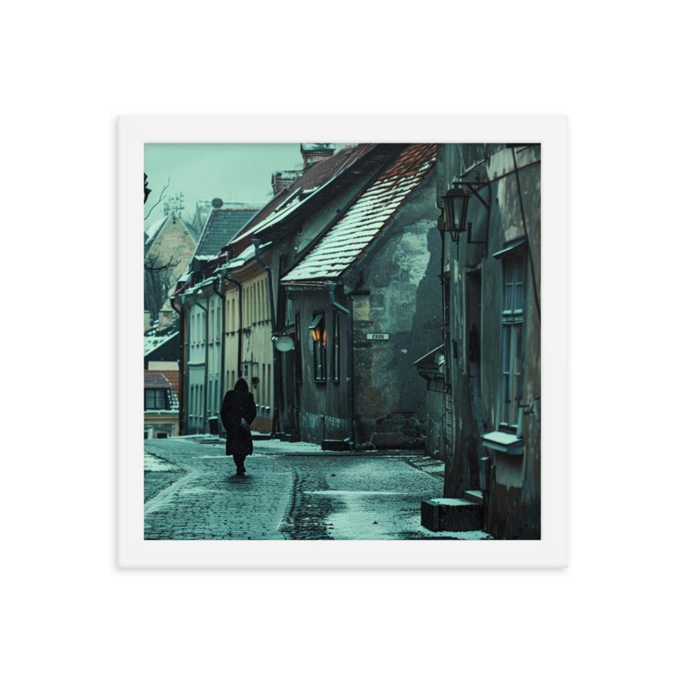 Estonia Winter Evening in Old Town Framed Poster - Oh Posters