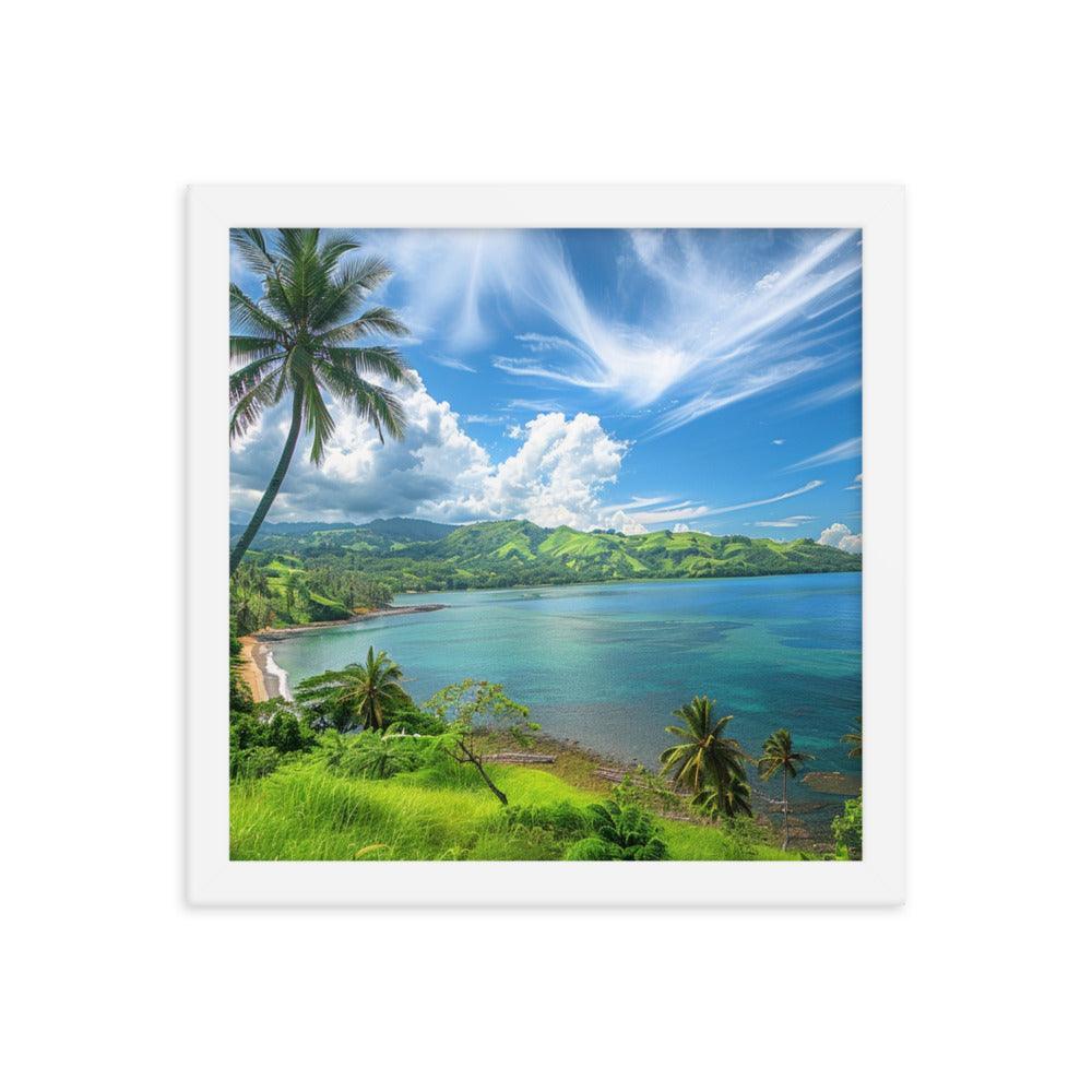 Fiji Tropical Beach Paradise Scenic Landscape Framed Poster - Oh Posters