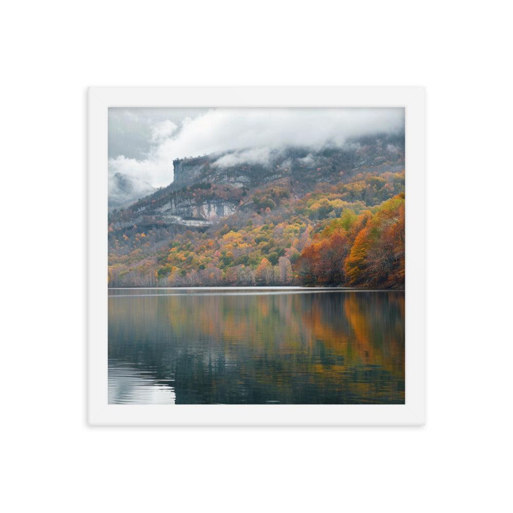 Georgia Autumn Mountain Lake Reflection Framed Poster - Oh Posters