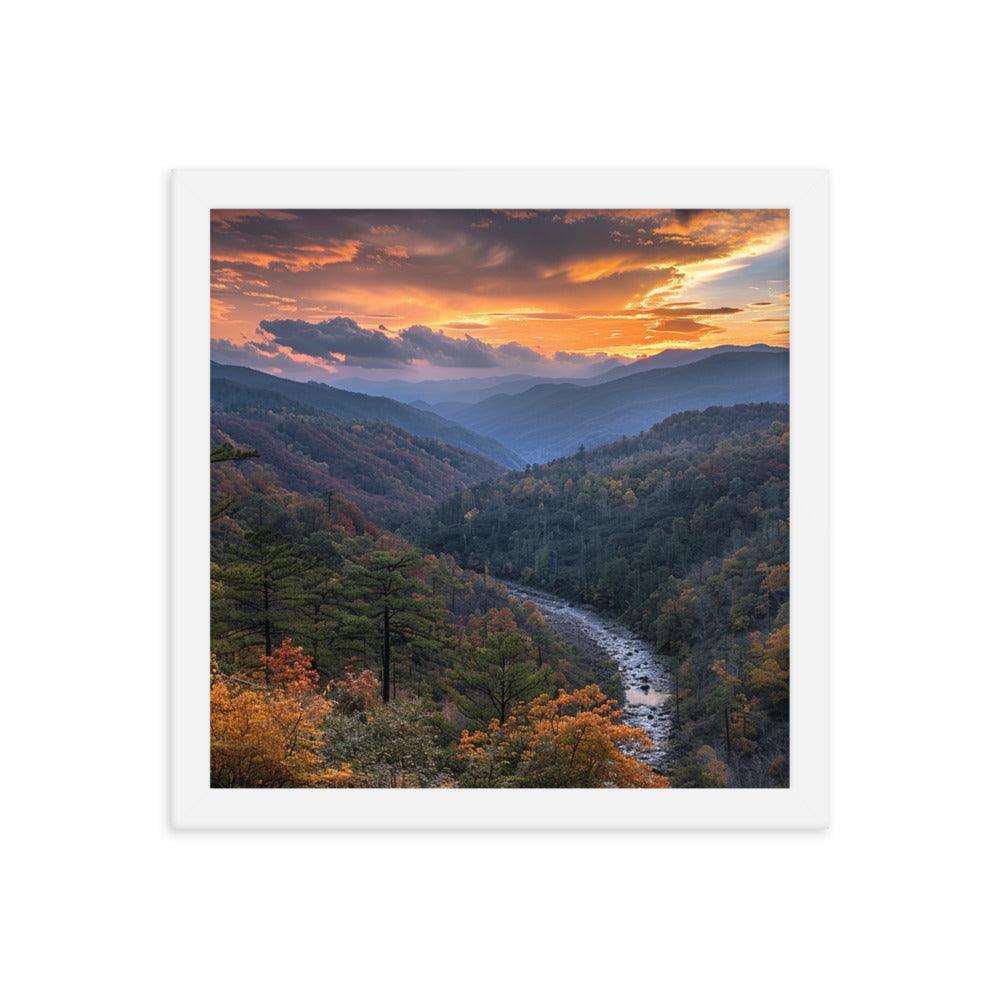 Georgia Sunset Over Mountain Valley Framed Poster - Oh Posters