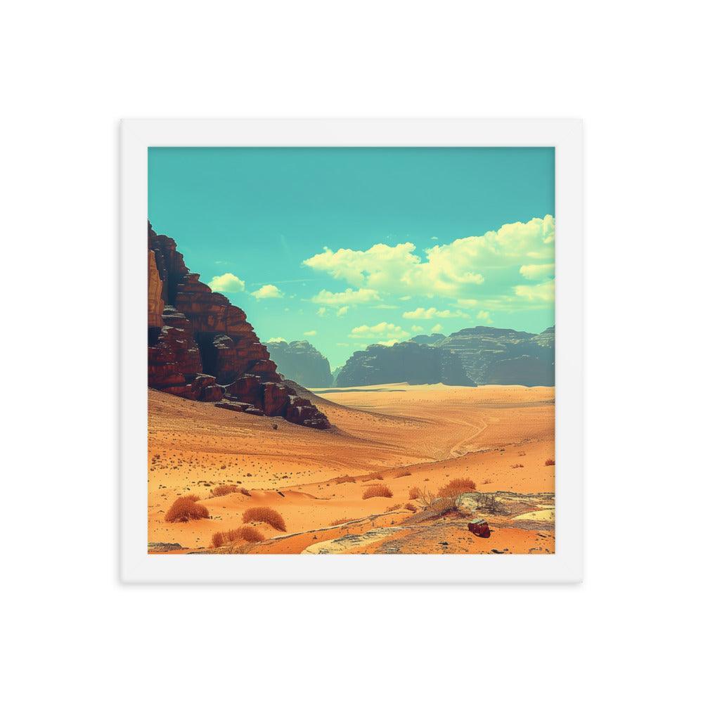 Jordan Wadi Rum Desert Camel Landscape Framed Poster - Oh Posters