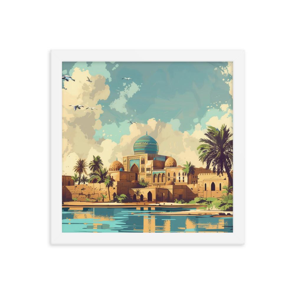 Iraq Riverside Mosque Tropical Landscape Framed Poster - Oh Posters