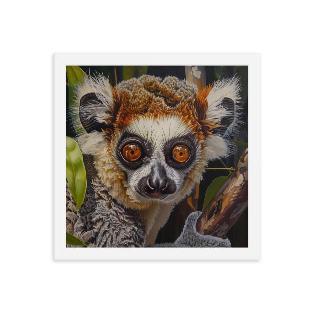 Madagascar Brown Lemur Realistic Wildlife Art Framed Poster - Oh Posters