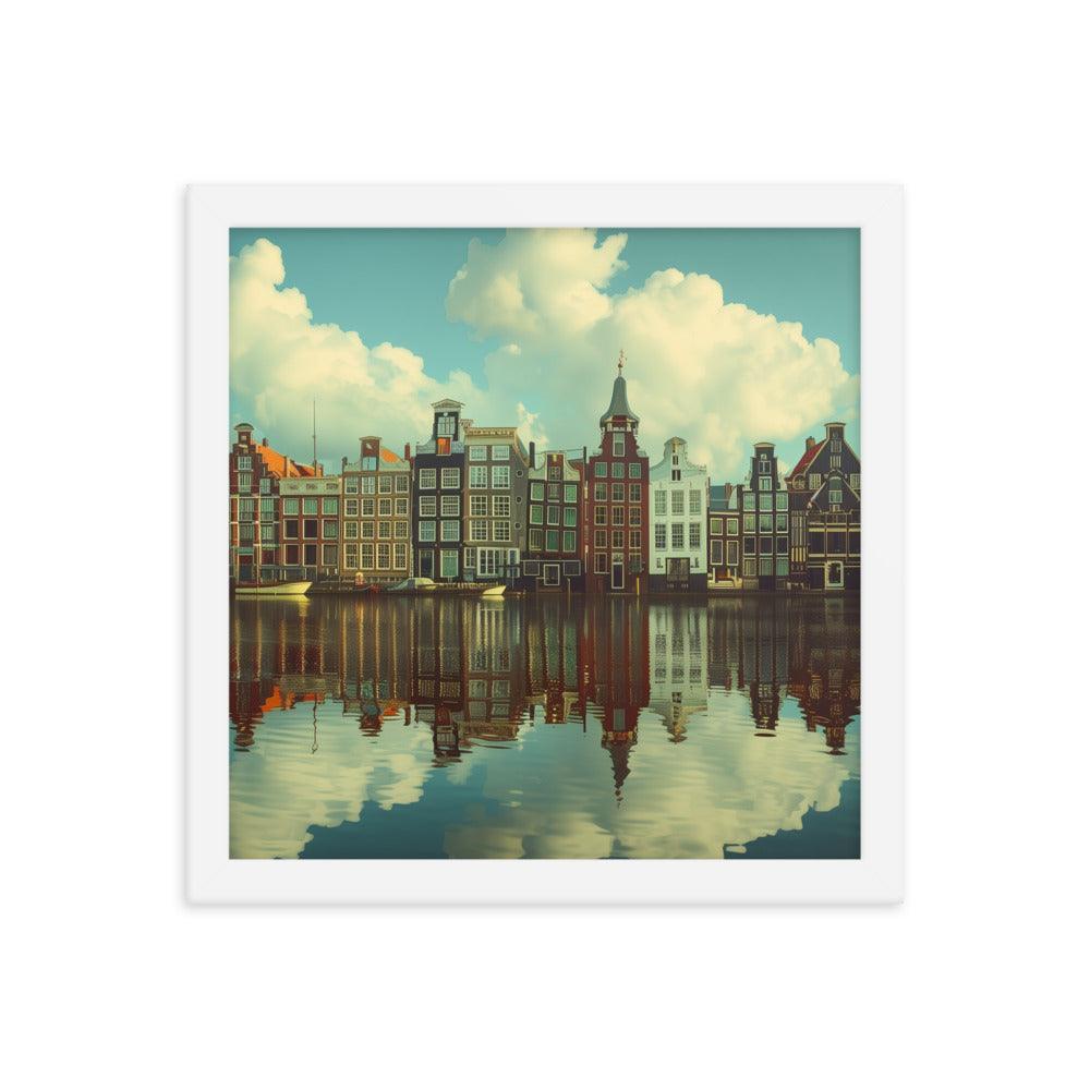 Netherlands Historic Amsterdam Canal Houses Framed Poster - Oh Posters