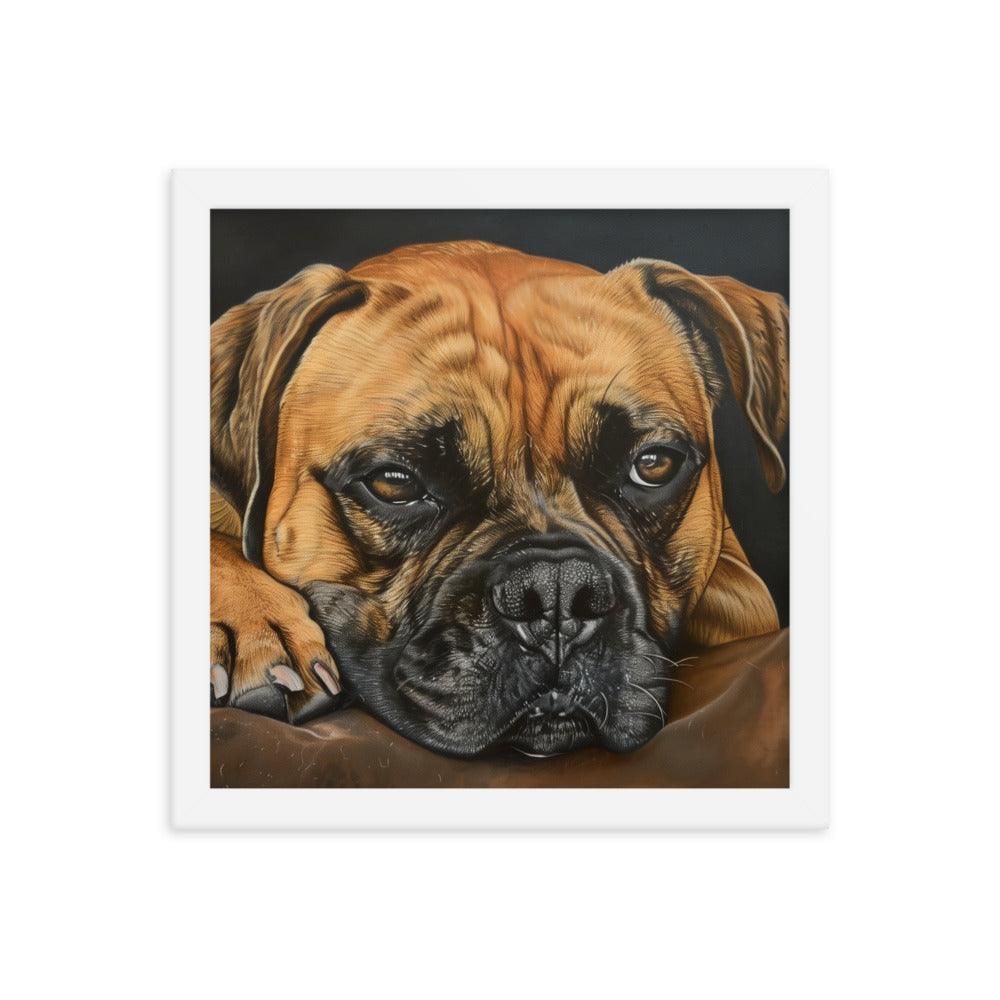 Bullmastiff Resting Portrait Painting Framed Poster - Oh Posters