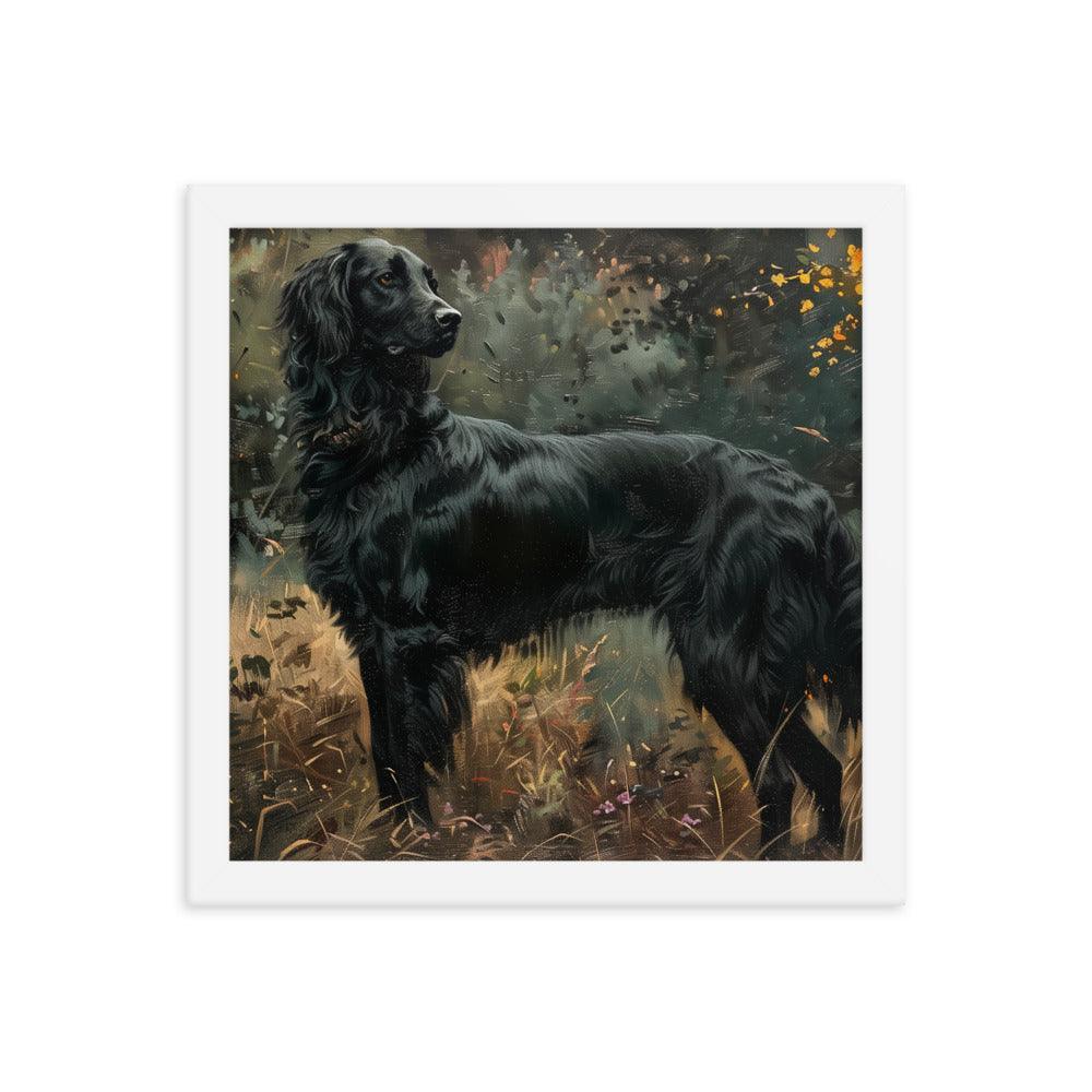 Flat-Coated Retriever in Forest Painting Framed Poster - Oh Posters