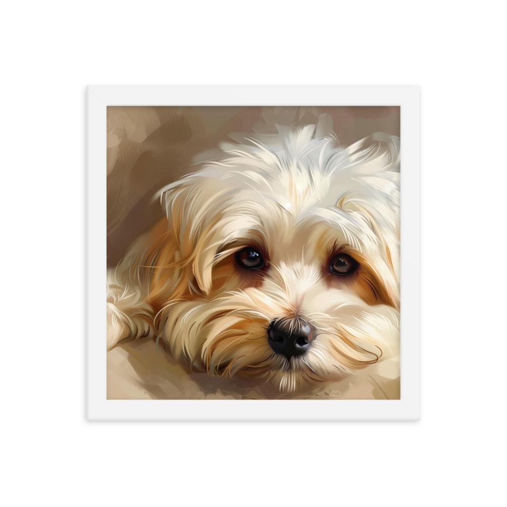 Havanese Puppy Resting Digital Painting Framed Poster - Oh Posters