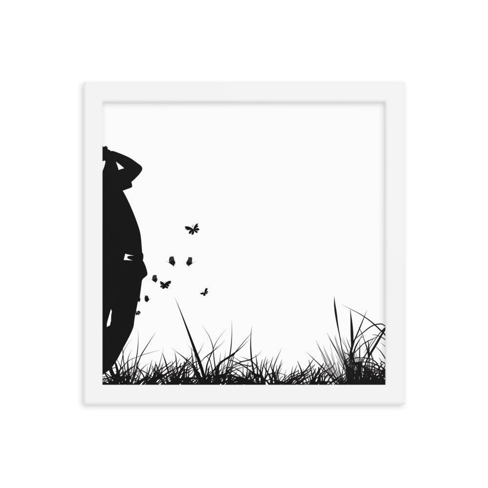 Golfer Silhouette Swinging Action Black and White Art Framed Poster - Oh Posters