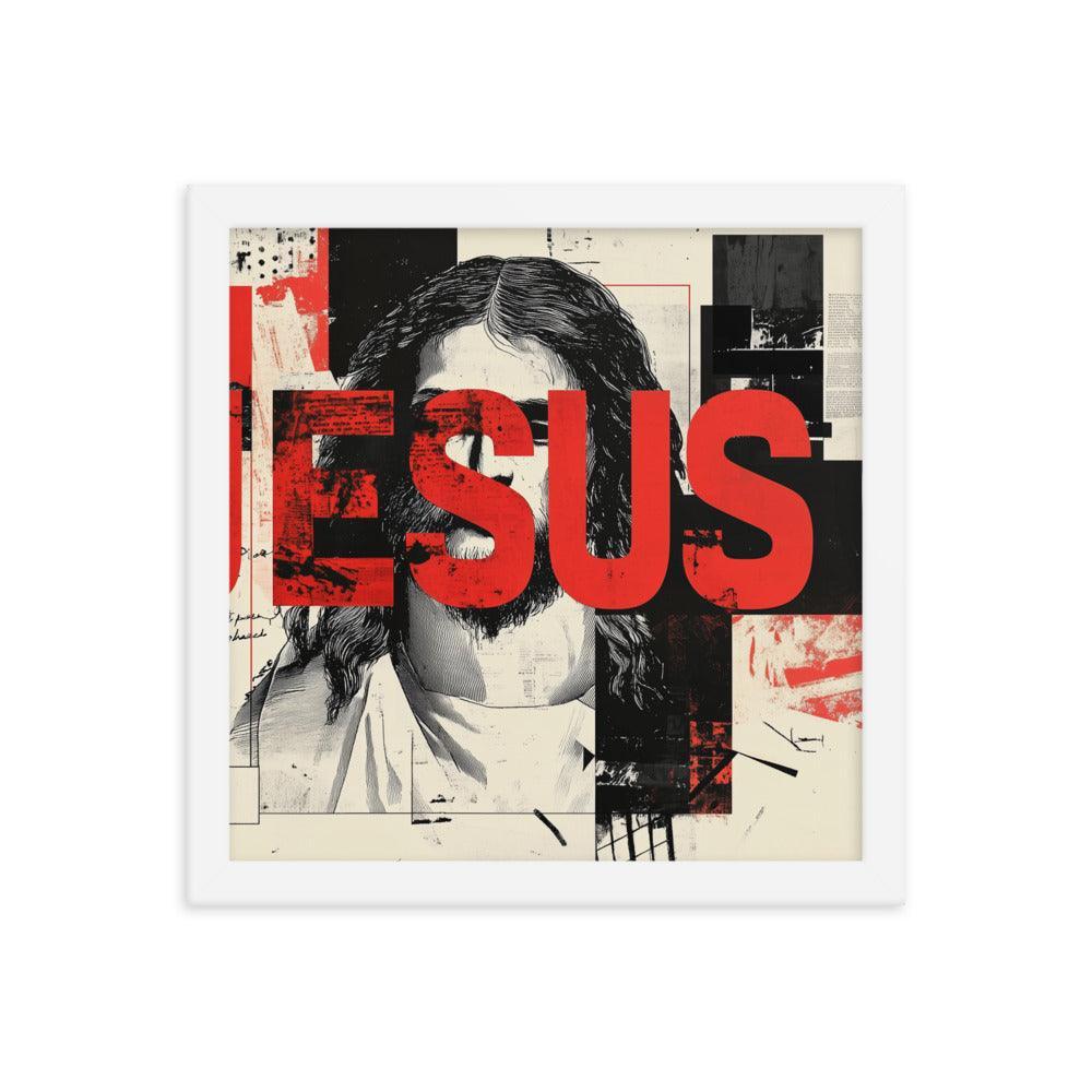 Jesus Typography Heals Abstract Collage Art Framed Poster - Oh Posters