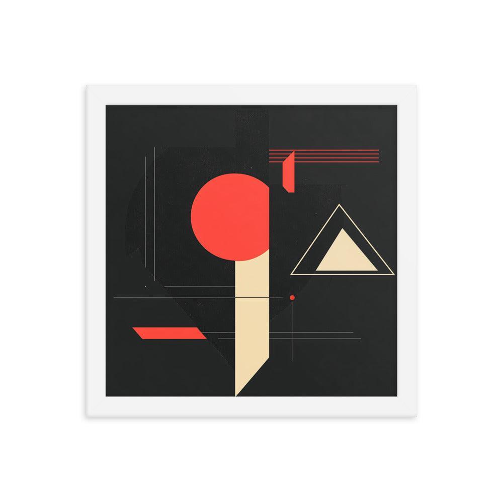 Bold Geometric Art Shapes Red Circle Black Framed Poster - Oh Posters