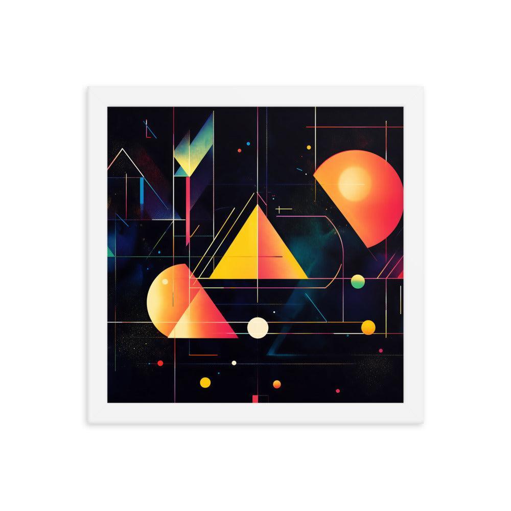 Cosmic Geometric Art with Abstract Shapes and Colorful Patterns for Modern Aesthetics Framed Poster - Oh Posters