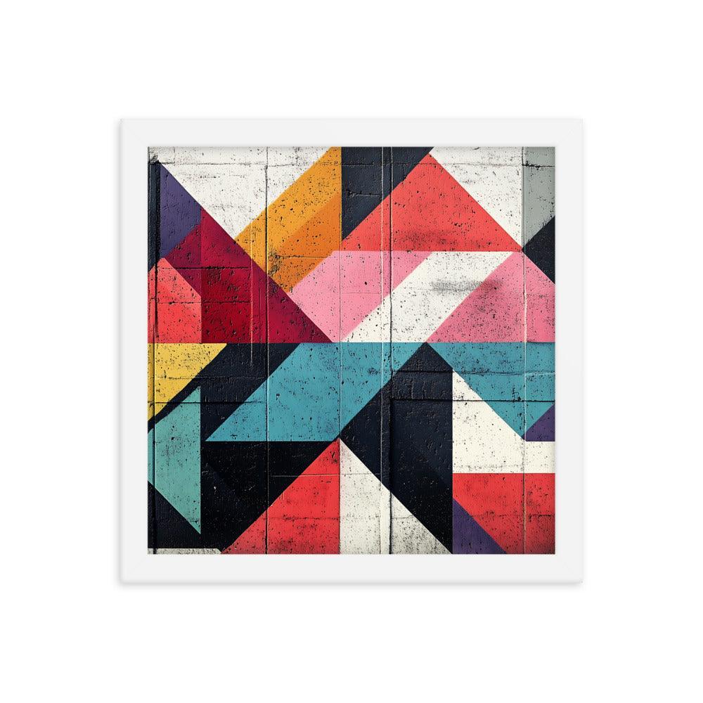 Vibrant Geometric Art Pattern With Bold Colors and Abstract Shapes Framed Poster - Oh Posters