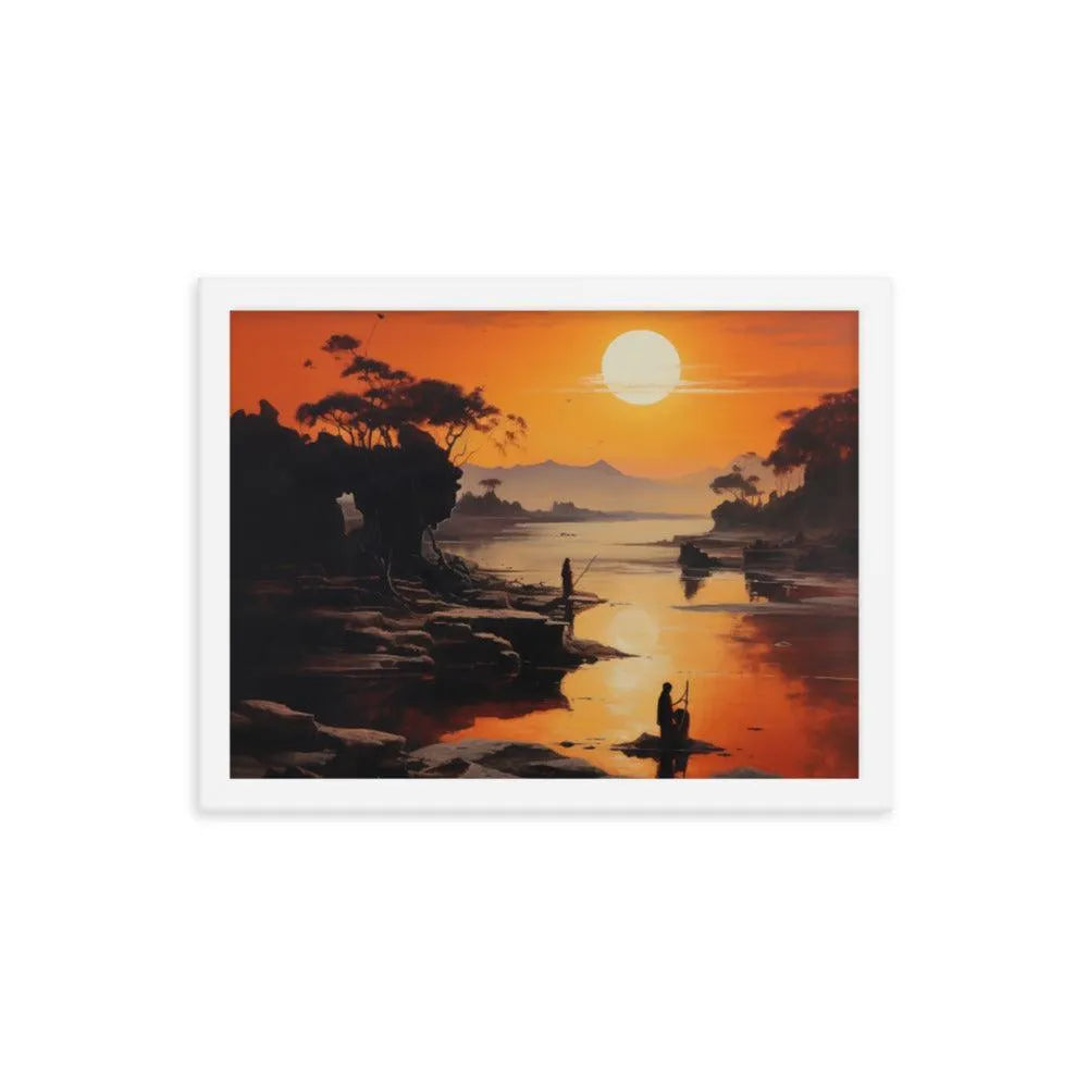 Indian Beach Sunset Painting Framed Poster - Oh Posters