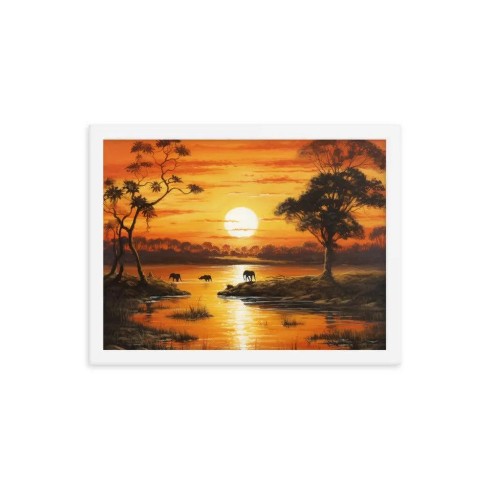 Indian Jungle Sunset Painting Framed Poster - Oh Posters