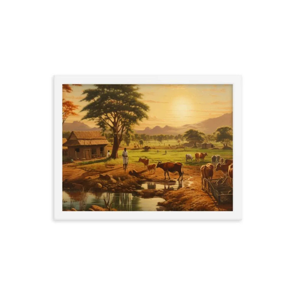 Indian Farm Painting Framed Poster - Oh Posters