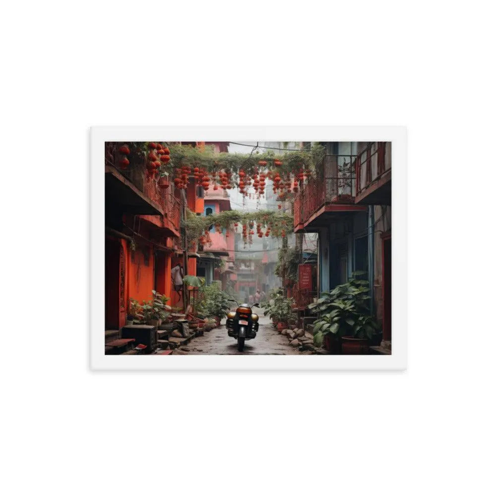 India Floral Street Framed Poster - Oh Posters