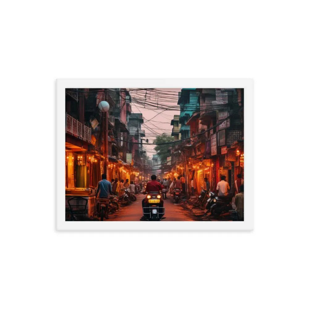 Indian Street Dusk Framed Poster - Oh Posters