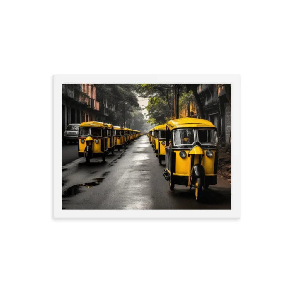 Indian Road with TukTuk Rickshaws Framed Poster - Oh Posters