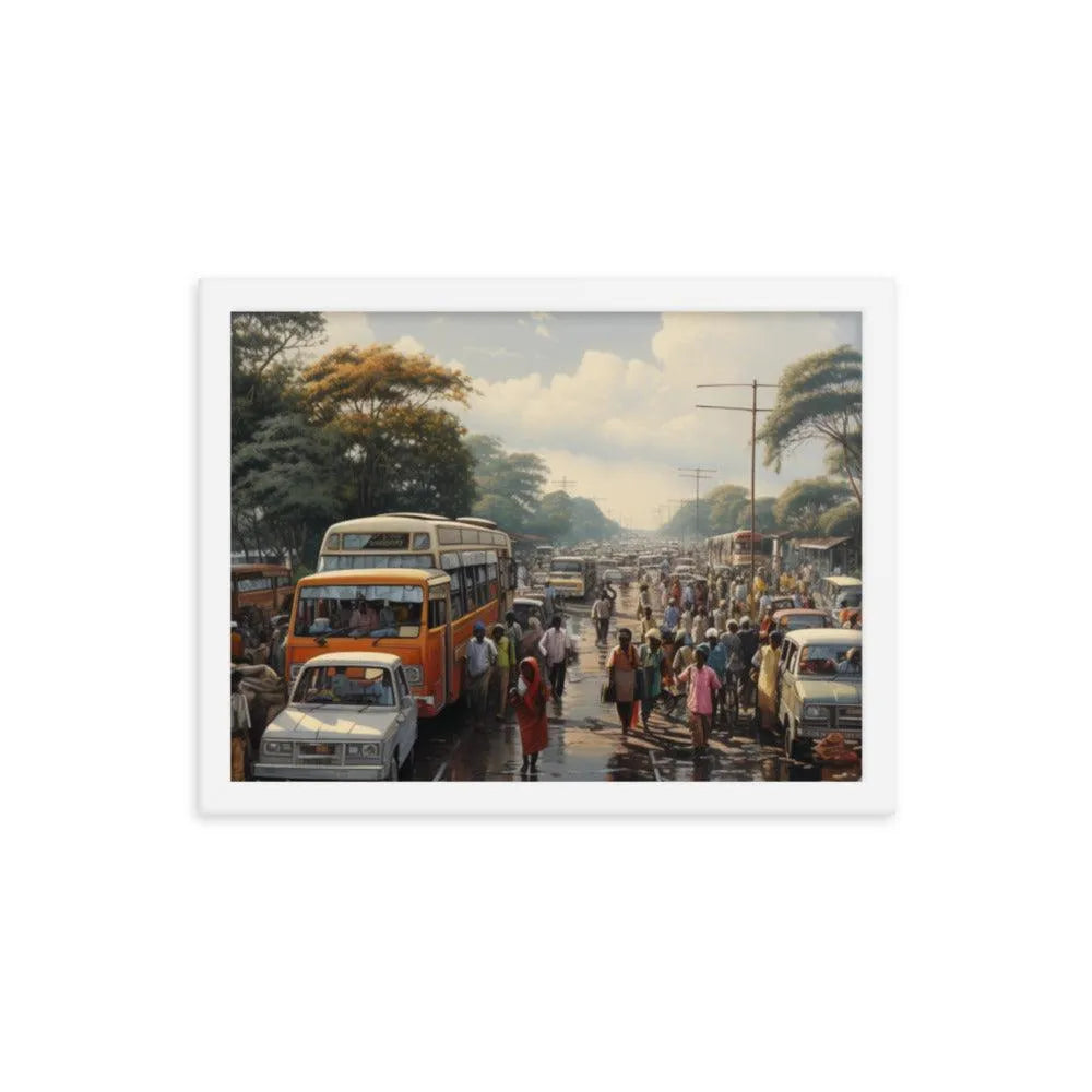 Indian Street Traffic Painting Framed Poster - Oh Posters