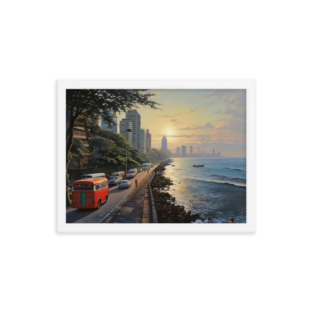 India Mumbai Marine Drive Painting Framed Poster - Oh Posters