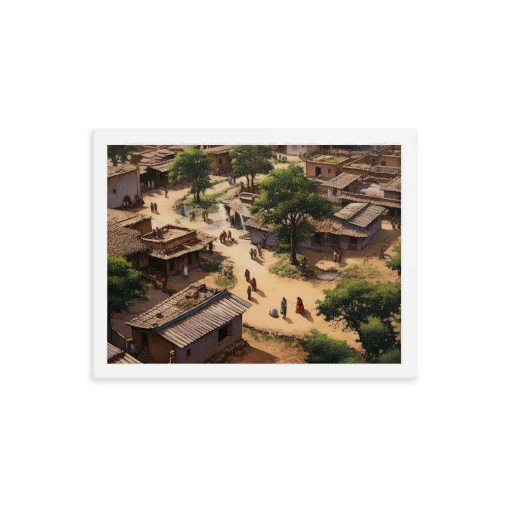 Indian Rural Village BirdsEye-View Framed Poster - Oh Posters