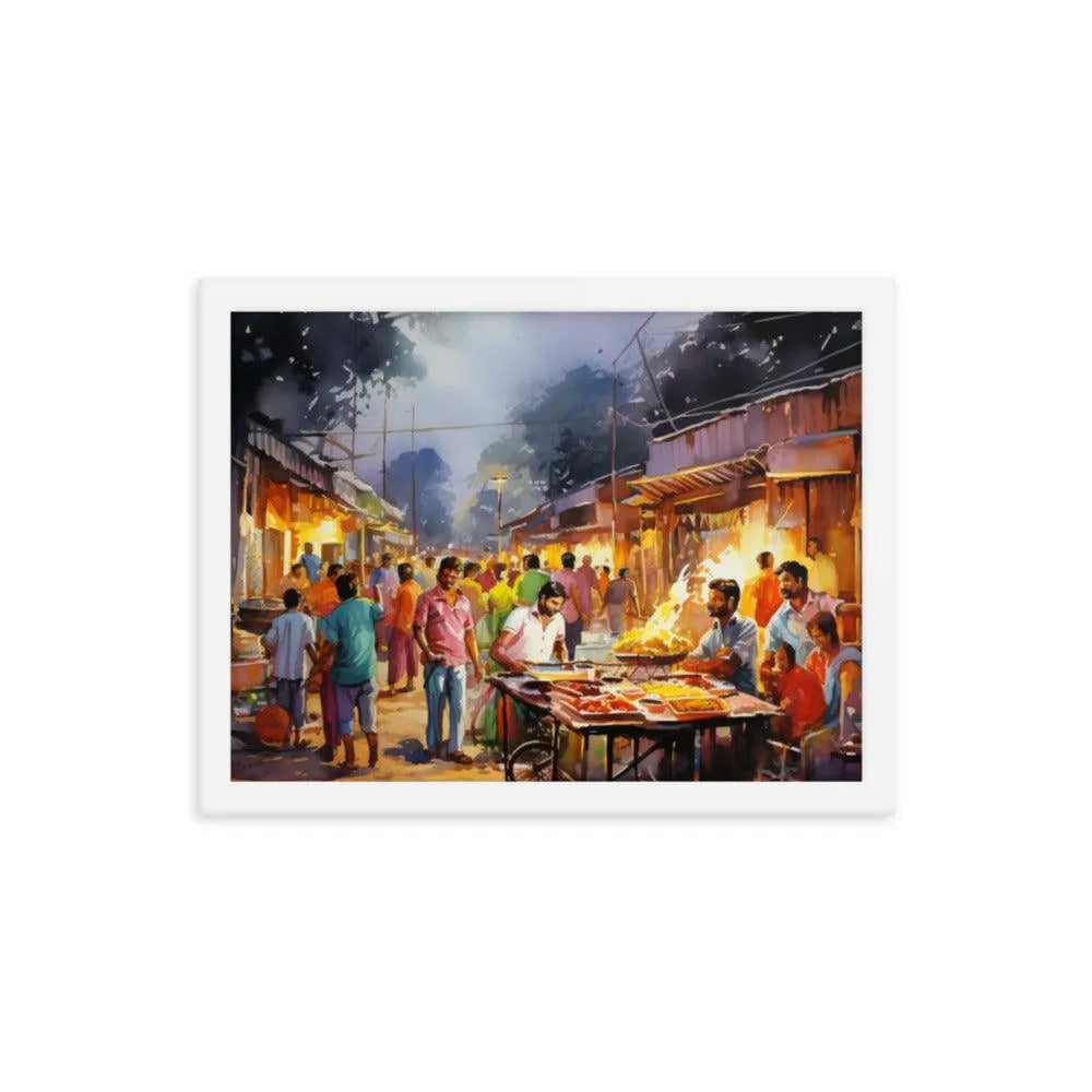 Indian Street Food Street Stalls Painting Framed Poster - Oh Posters