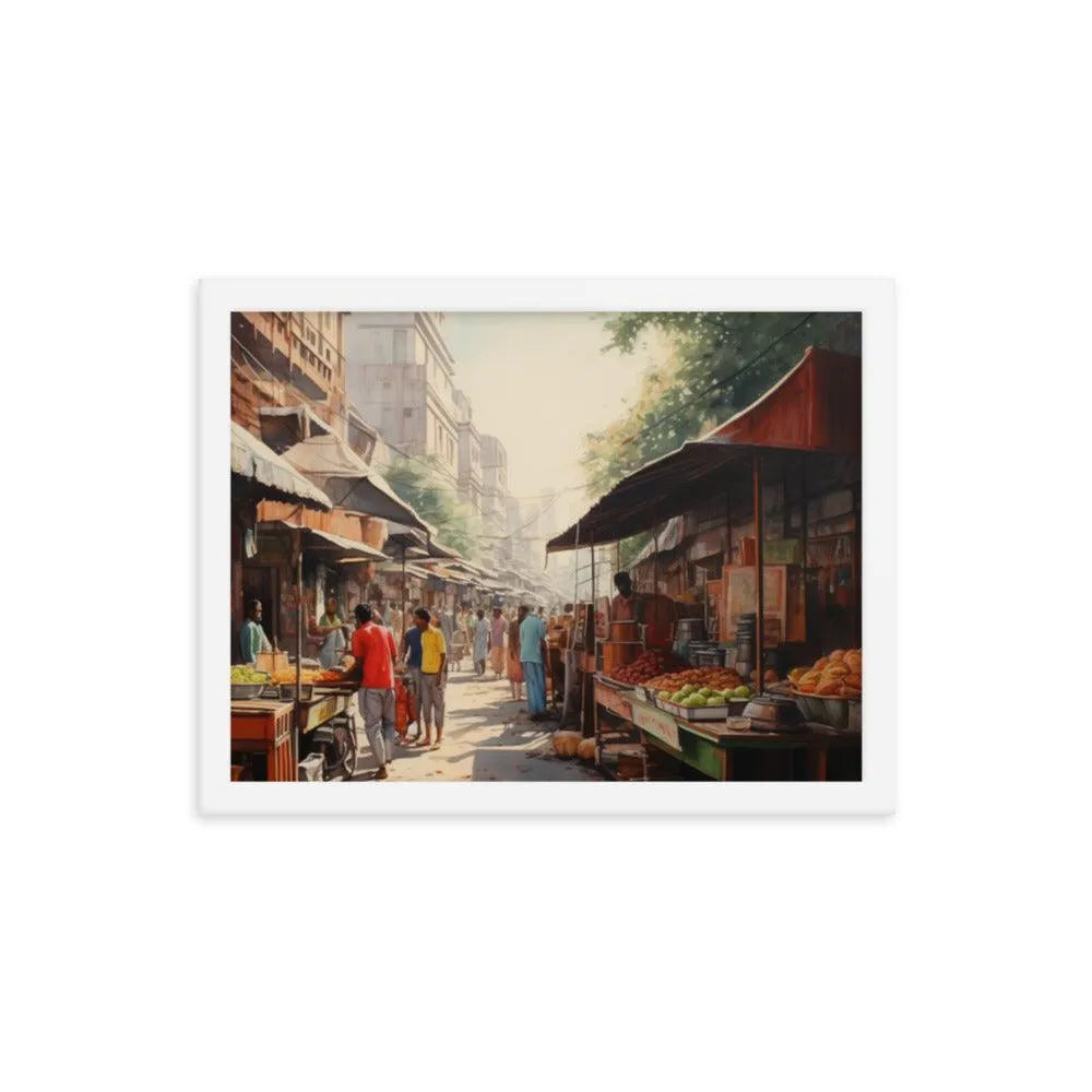 Indian Street Food Street Stalls Painting Framed Poster - Oh Posters