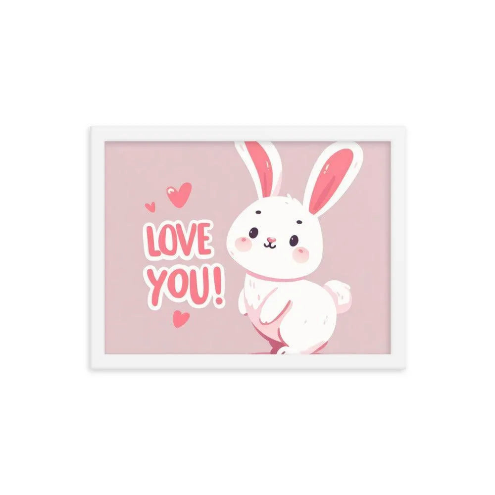 Bunny Rabbit Saying 'Love You' Framed Poster - Oh Posters