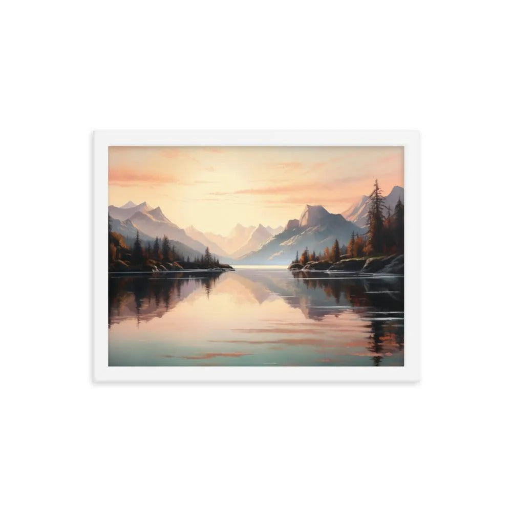 Lake Mountain Sunrise Nature Framed Poster - Oh Posters