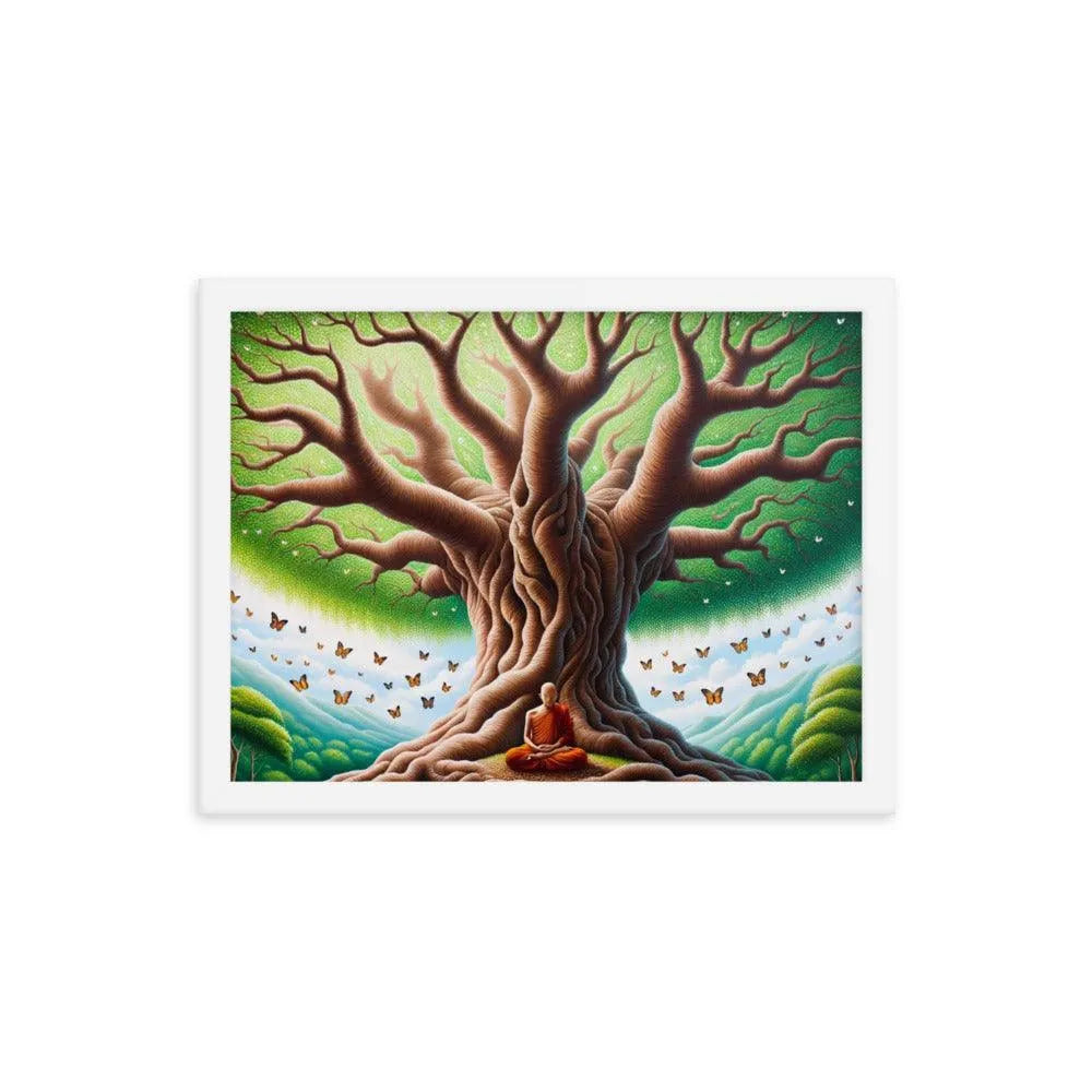 Meditation Serenity Tree Life Butterflies Art Framed Poster - Oh Posters