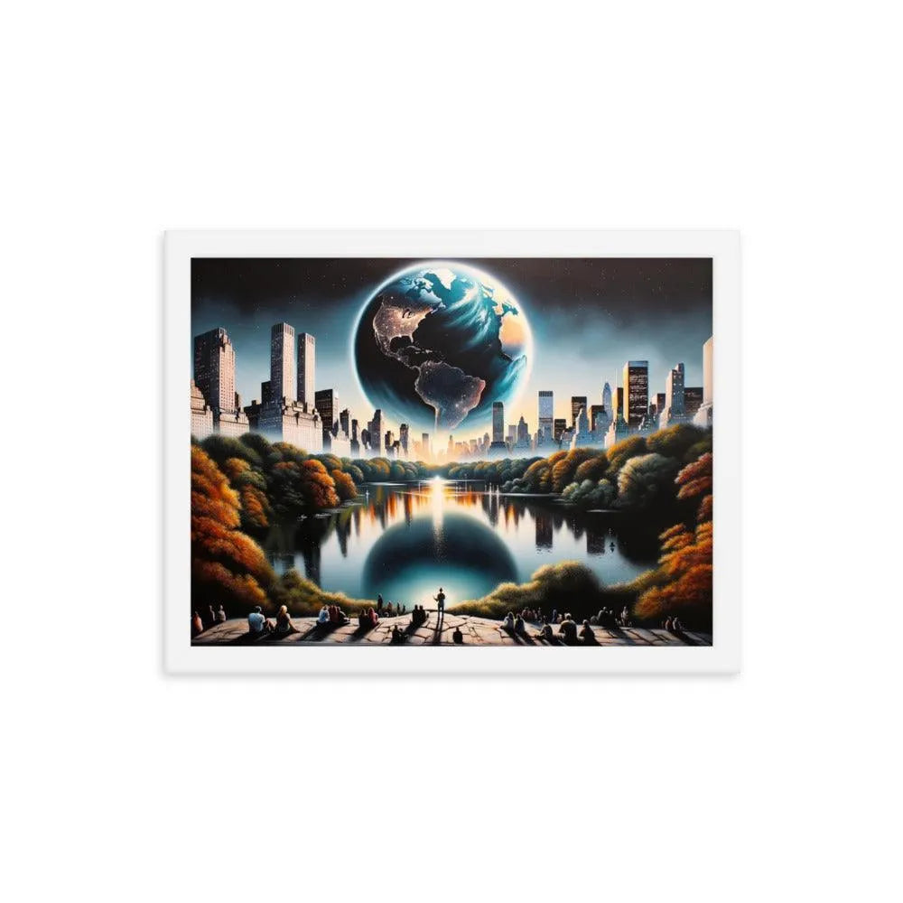 New York Central Park Earthrise Fantasy Framed Poster - Oh Posters