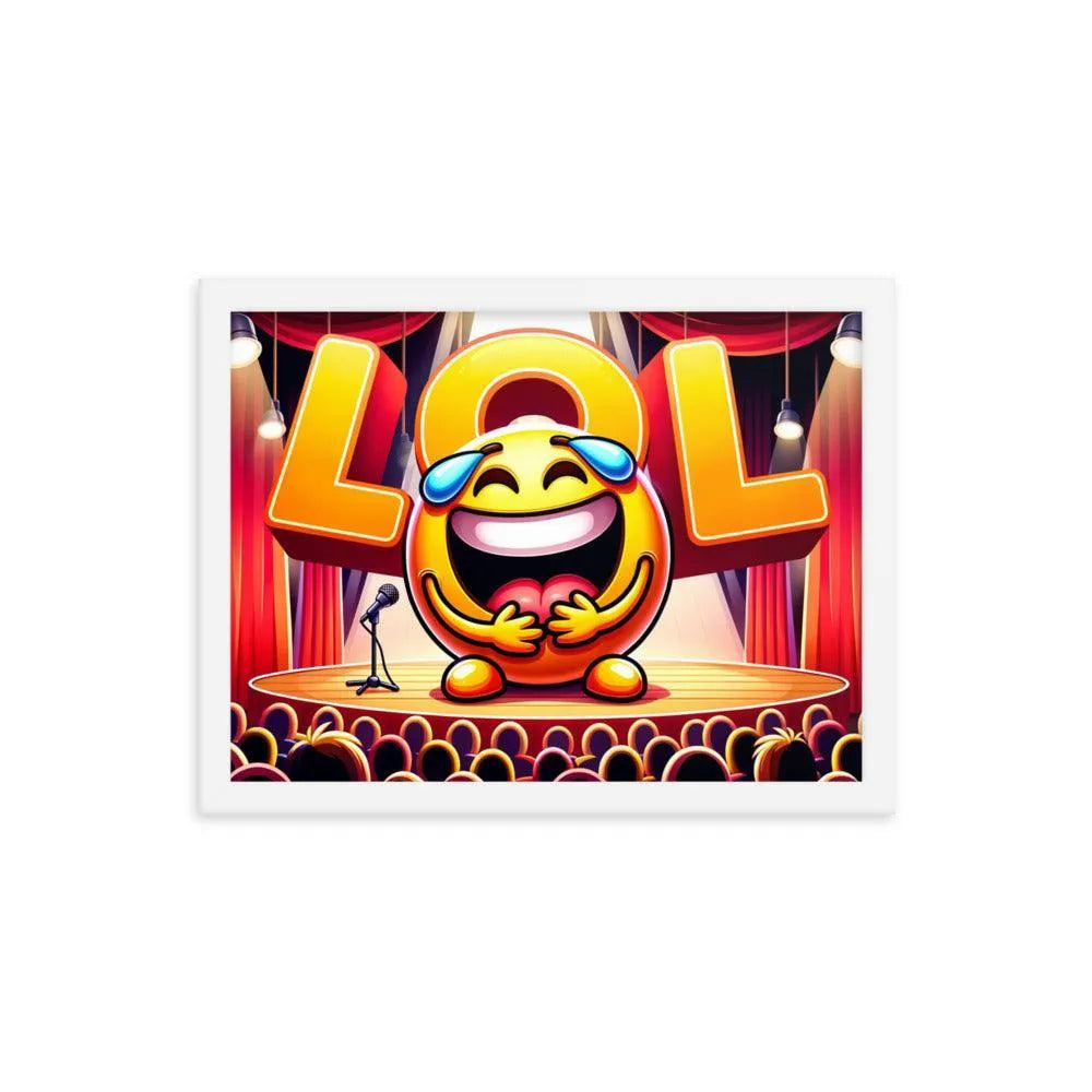 Laughing Emoji LOL Comedy Club Humour Funny Framed Poster - Oh Posters