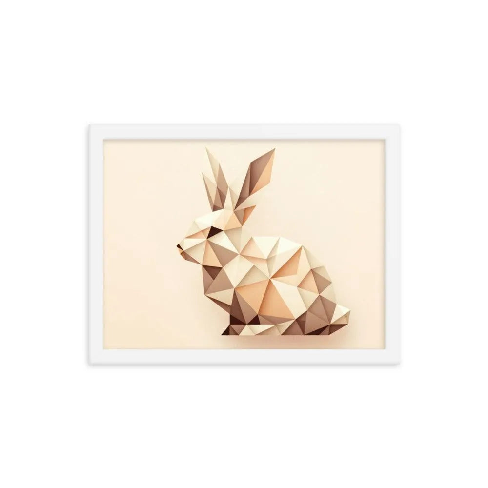 Geometric Beige Rabbit Minimalist Art Framed Poster - Oh Posters