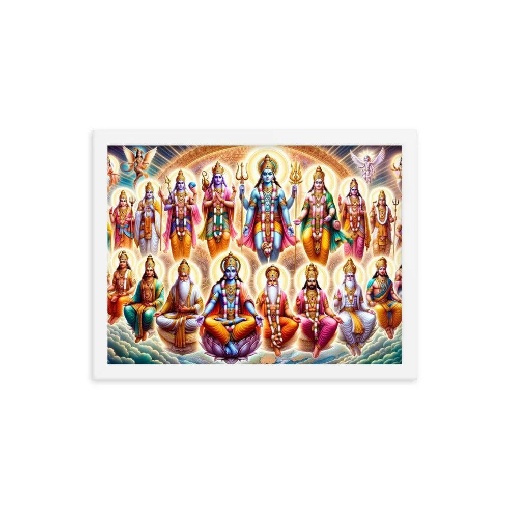 Dashavatara: Lord Vishnu's Divine Incarnations Hindu Art Framed Poster - Oh Posters