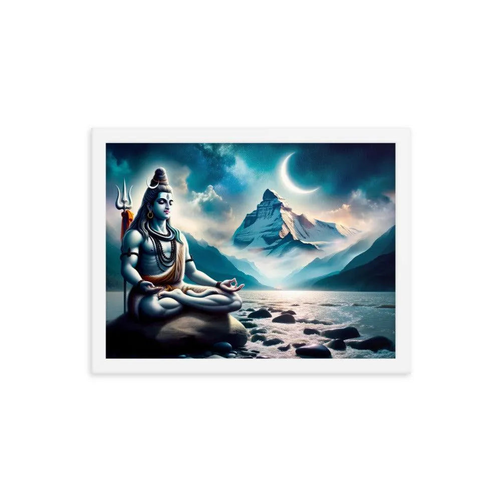 Lord Shiva Meditating by Ganges River Hindu Art Framed Poster - Oh Posters