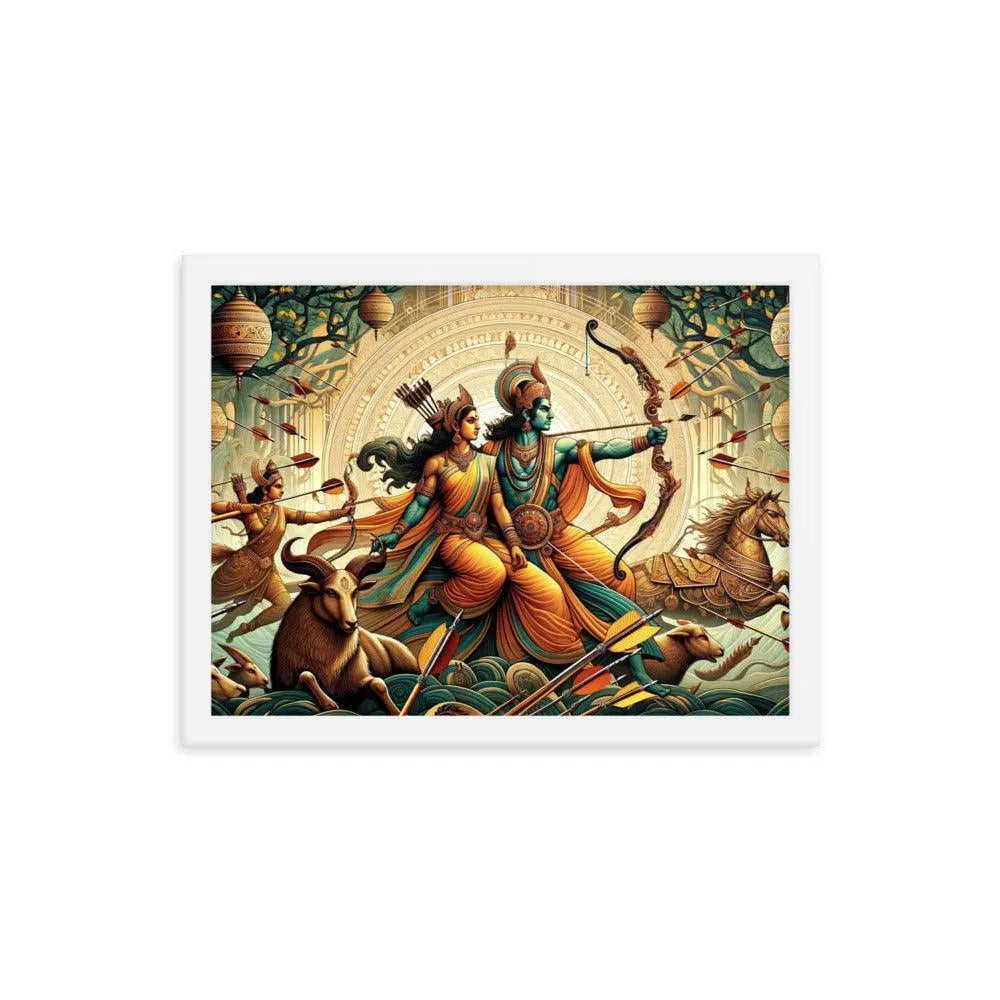 Hindu Lord Rama, Sita, and Lakshmana Ramayana Epic Art Framed Poster - Oh Posters