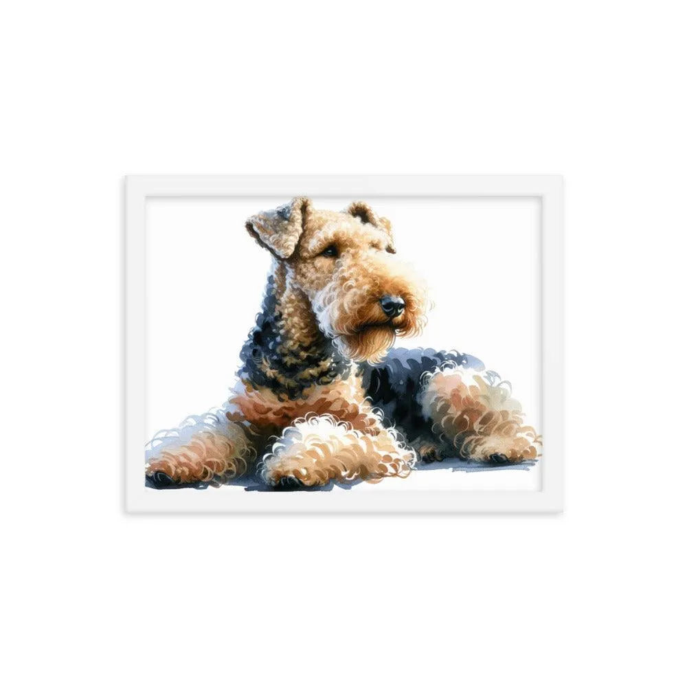 Relaxed Airedale Terrier Watercolor Portrait Framed Poster - Oh Posters