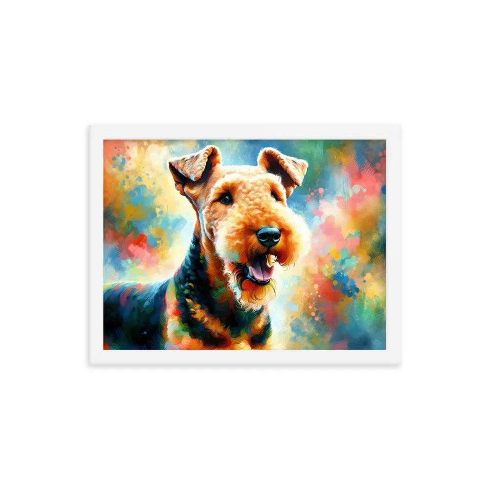 Colorful Airedale Terrier Vibrant Art Framed Poster - Oh Posters