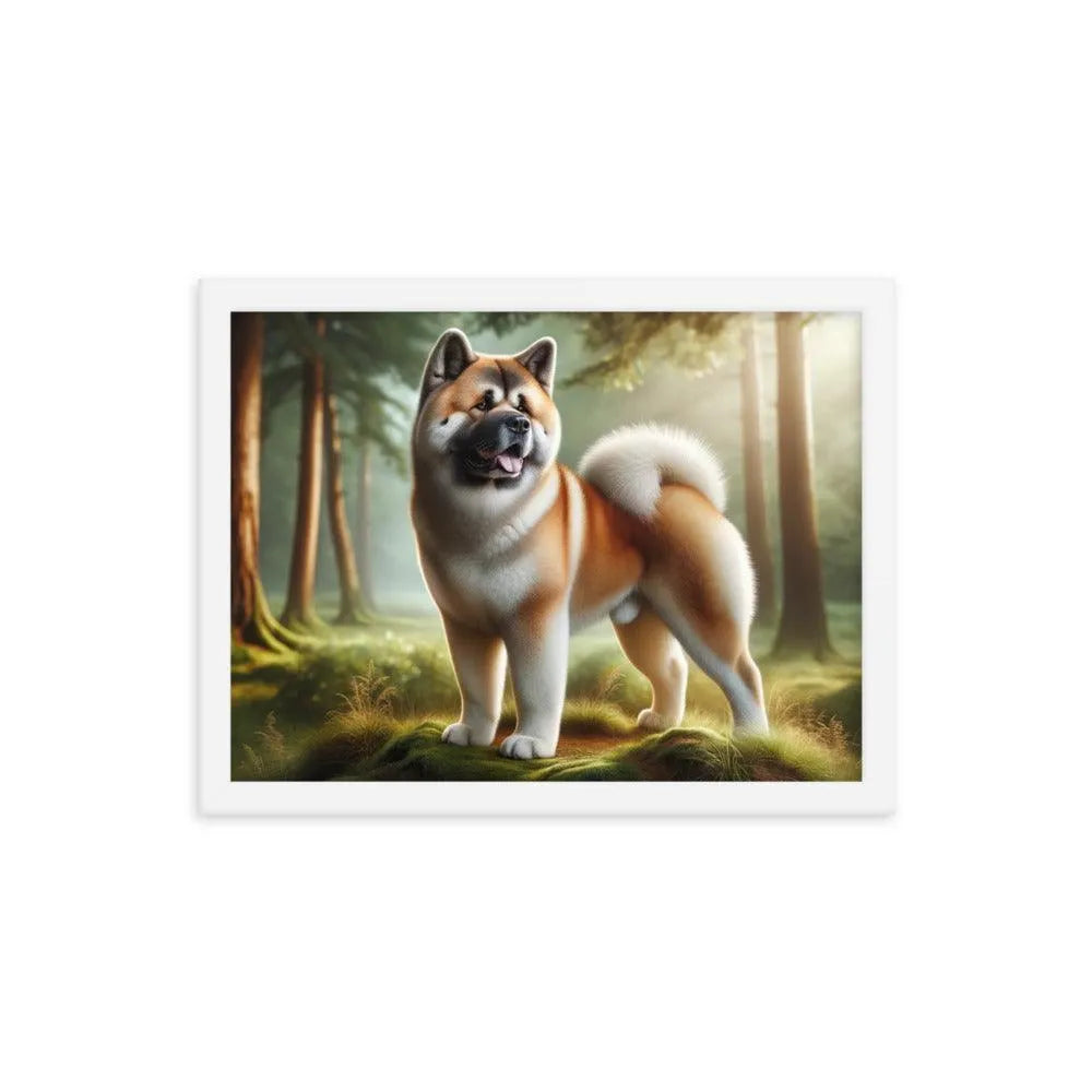 Photo-realistic Akita Standing Proudly in Natural Setting Framed Poster - Oh Posters